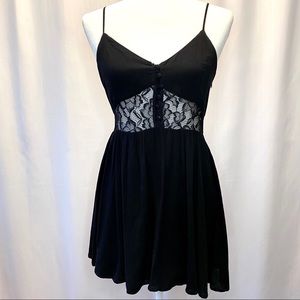 Tobi Black Lace Cutout Button Mini Dress Size M